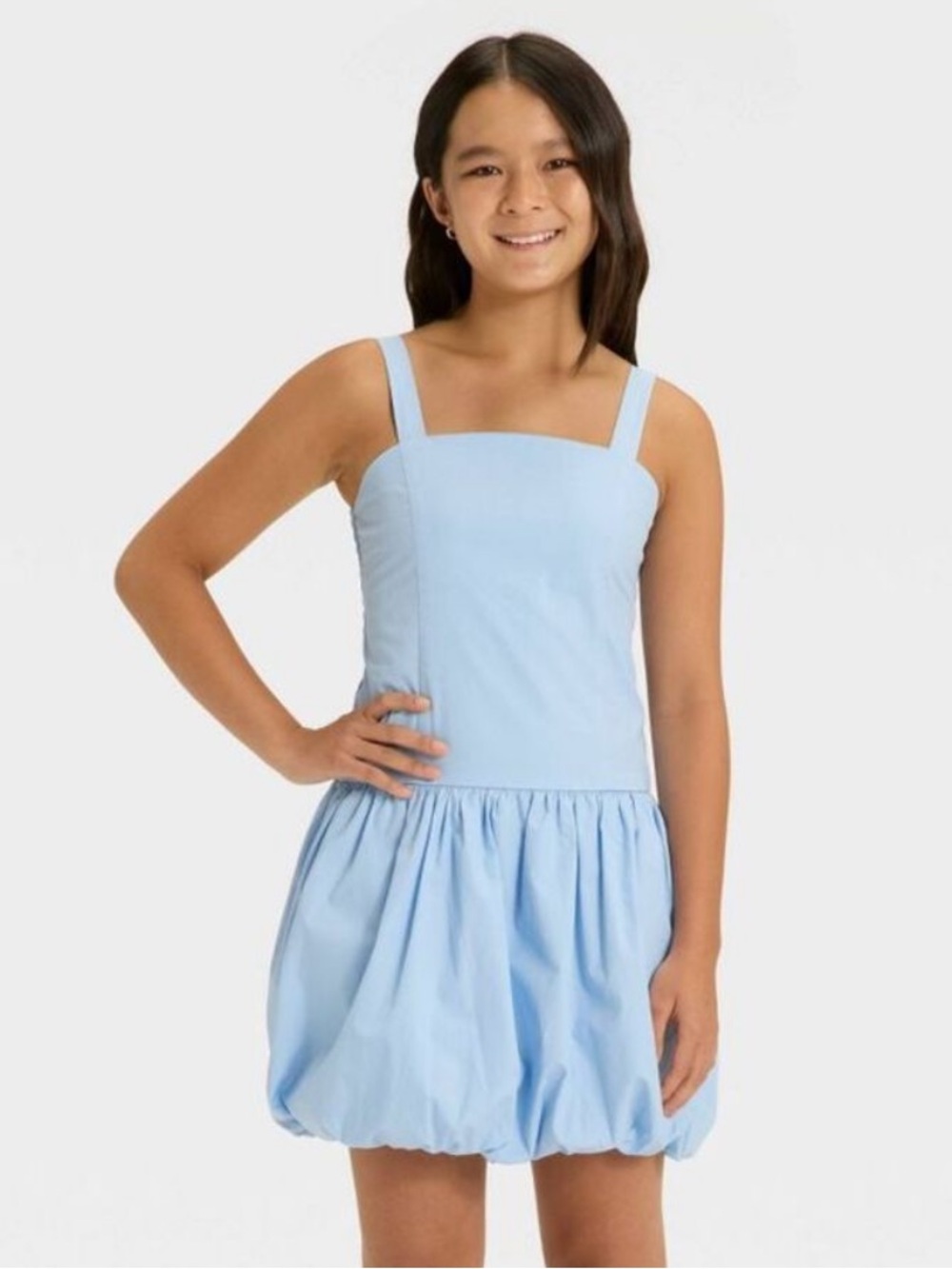 art class Light Blue Bubble-Hem Sundress